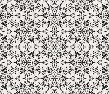 Vektör çiçek damask dikişsiz desen. Zarif soyut art nouveau arka plan. Klasik çiçek motifi doku