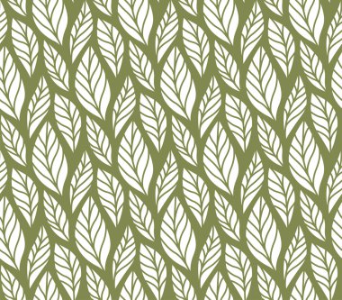 Yapraklar dikişsiz desen Vektör illüstrasyon. Organik çiçek arka plan. Modaya uygun yaprak dokusu.