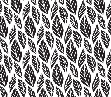Yapraklar dikişsiz desen Vektör illüstrasyon. Organik çiçek arka plan. Modaya uygun yaprak dokusu.