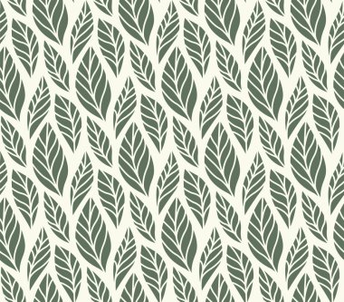 Yapraklar dikişsiz desen Vektör illüstrasyon. Organik çiçek arka plan. Modaya uygun yaprak dokusu.