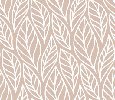 Yapraklar dikişsiz desen Vektör illüstrasyon. Organik çiçek arka plan. Modaya uygun yaprak dokusu.