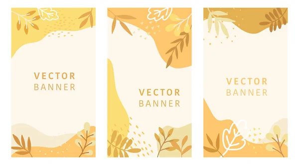 Vector Conjunto Tarjetas Otoño Con Dibujado Mano — Vector de stock