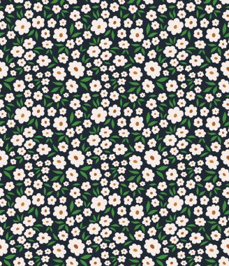 Çiçeksiz vektör deseni. Klasik botanik geçmişi. Küçük çiçekli son moda illüstrasyon.