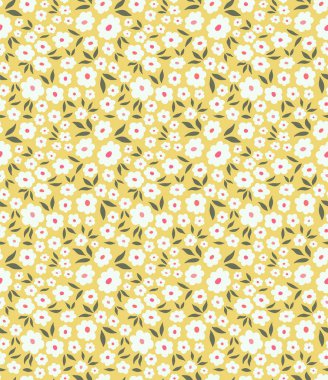 Çiçeksiz vektör deseni. Klasik botanik geçmişi. Küçük çiçekli son moda illüstrasyon.