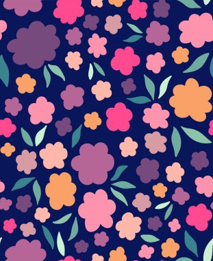 Basit çiçekli vektör deseni. Özgürlüğün kusursuz bir geçmişi var. Moda tekstili için moda renkleri çizimi.