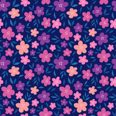 Çiçeksiz vektör deseni. Klasik botanik geçmişi. Küçük çiçekli son moda illüstrasyon.