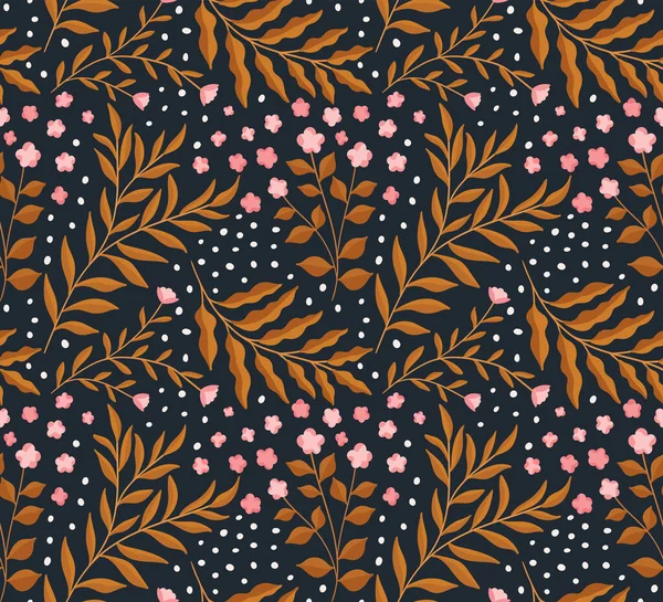 Florale Grafische Vektorillustration Trendiges Nahtloses Muster Mit Handgezeichneten Blumen Moderner — Stockvektor