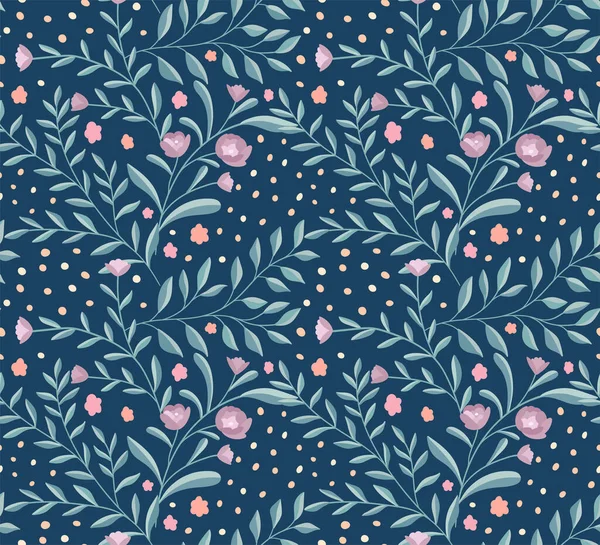 Vektorflorales Nahtloses Muster Handgezeichnete Blumen Illustration Wiederholbarer Hintergrund — Stockvektor