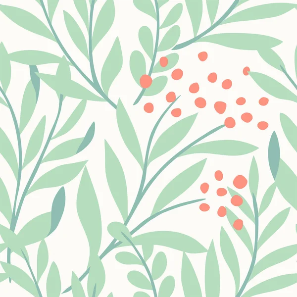 Vektor Hand Gezeichnete Blätter Nahtlose Muster Abstrakte Trendige Florale Hintergrund — Stockvektor