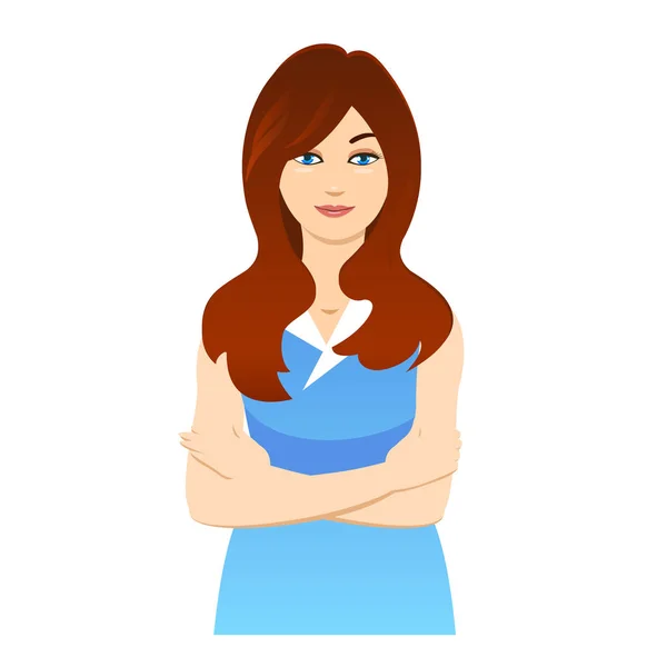 Mujer en vestido azul — Vector de stock