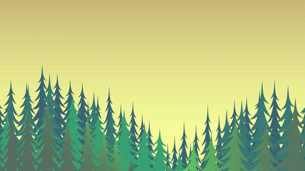 Nadelwald auf gelbem Hintergrund — Stockvektor