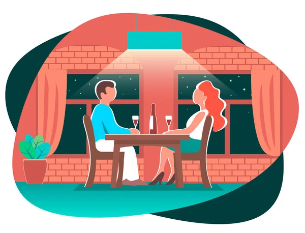 Homem e mulher em um café — Vetor de Stock