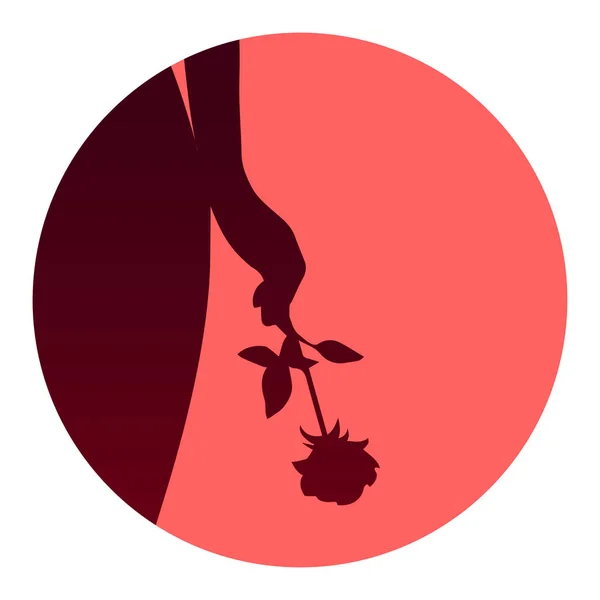 Silhueta de uma menina com uma rosa — Vetor de Stock