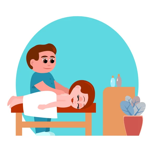 Masseur makes massage to a woman. — Stock Vector