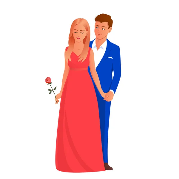 Hermosa y elegante pareja de amantes . — Vector de stock