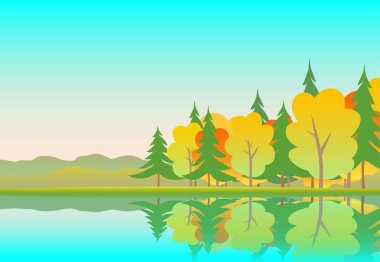 Sonbahar ormanı ve berrak göl