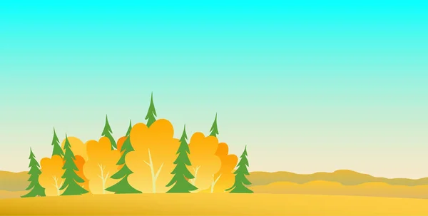 Forêt d'automne avec bouleaux et sapins — Image vectorielle