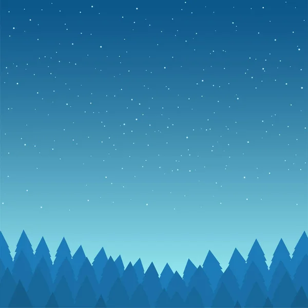 Nadelwald, aber vor dem Hintergrund des nächtlichen Sternenhimmels — Stockvektor