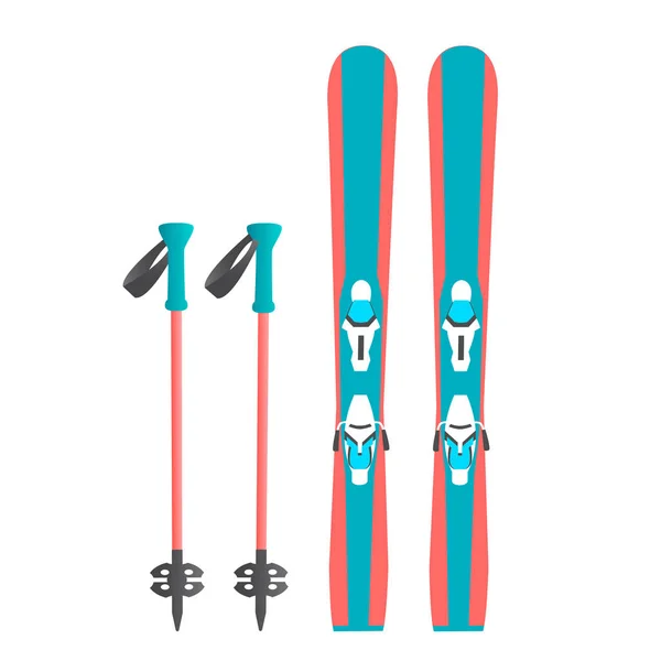 Esqui alpino e pólos sobre um fundo branco . — Vetor de Stock