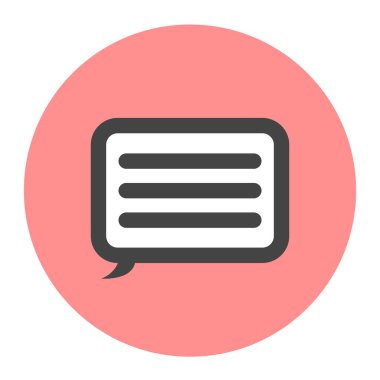 Kısa mesajlı yuvarlak simge. Bulutlu ve diyaloglu. Vektör izole illüstrasyonu