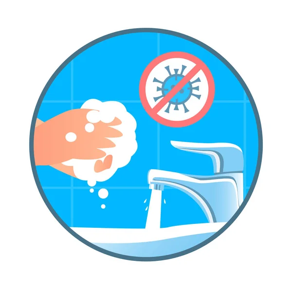 Händewaschen Mit Seife Badezimmer Prävention Von Coronavirus Infektionen Gesundheitsschutz Während — Stockvektor