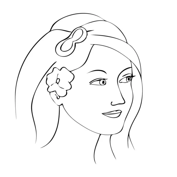 Чорна Лінія Малює Обличчя Молодої Нареченої Жіноча Краса Векторні Ізольовані — стоковий вектор