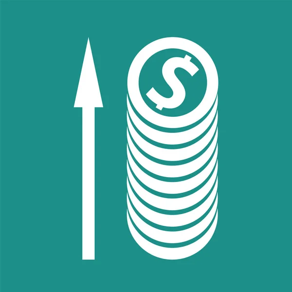 Увеличение Финансовой Прибыли Пачка Монет Стрела Вверх Иконка Векторной Иллюстрации — стоковый вектор