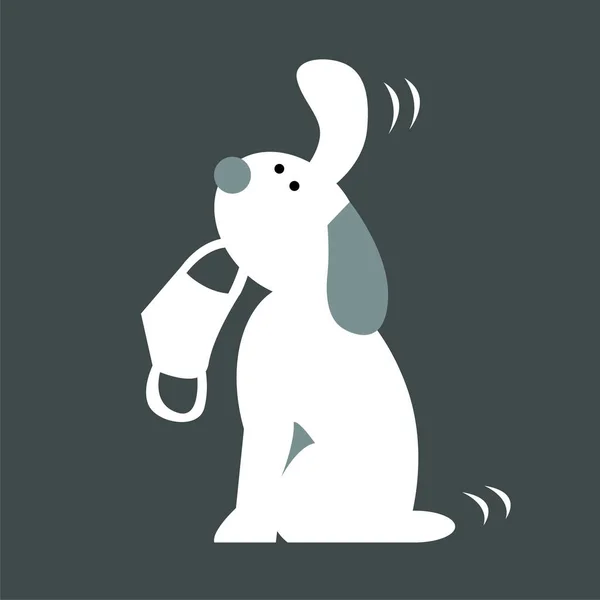 Pies Maską Zębach Prosi Spacer Kreskówkowy Cocker Spaniel Ilustracja Wektora — Wektor stockowy