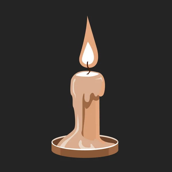 Сжигание Парафиновой Свечи Темноте Искра Пламени Векторная Изолированная Иллюстрация — стоковый вектор