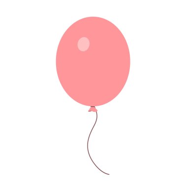 İpli pembe bir balon. Beyaz arka planda bir nesne. Vektör düz resimleme