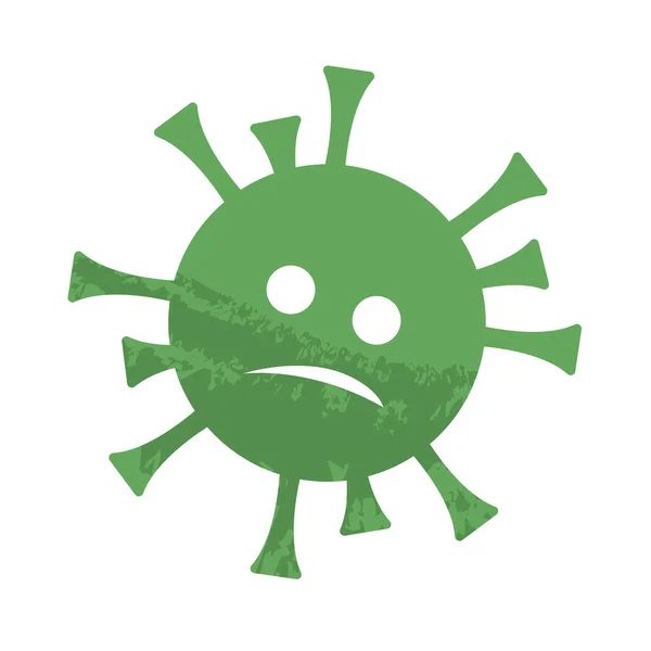 Coronavirus Covid Estilo Dibujos Animados Monstruo Verde Ilustración Aislada Vectorial — Vector de stock