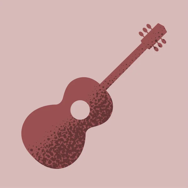 Logo Musicale Con Silhouette Chitarra Illustrazione Isolata Vettoriale — Vettoriale Stock