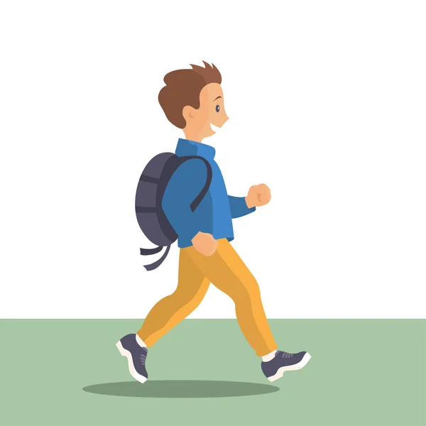 Alegre Colegial Con Una Mochila Ilustración Caracteres Vectoriales — Vector de stock