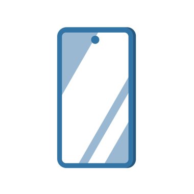 Parlak ekranlı akıllı bir telefon. Cama bir göz at. Beyaz arkaplan ile izole edilmiş vektör illüstrasyonu.