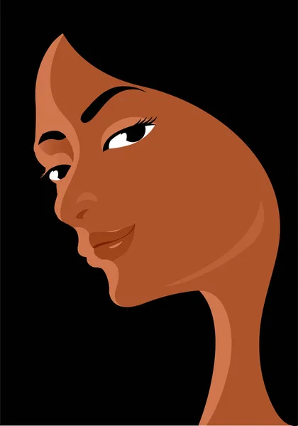魅力的な外観を持つ美しい女性の肖像画 若い顔黒い髪だ ベクターイラスト — ストックベクタ