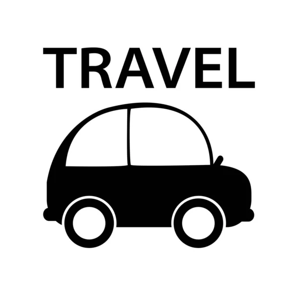 Black White Car Travel Icon Light Family Transport Vector Isolated — Stock Vector