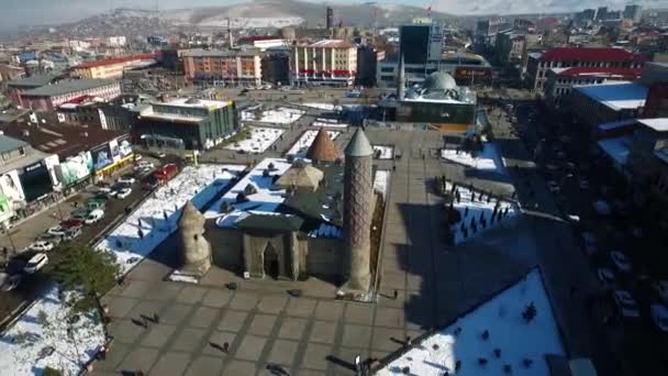 Erzurum City Winter Konakl Kandilli Centros Esqui Erzurum Ele Serve — Vídeo de Stock