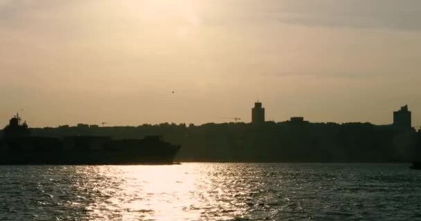 Мраморное Море Время Заката Стамбуле — стоковое видео