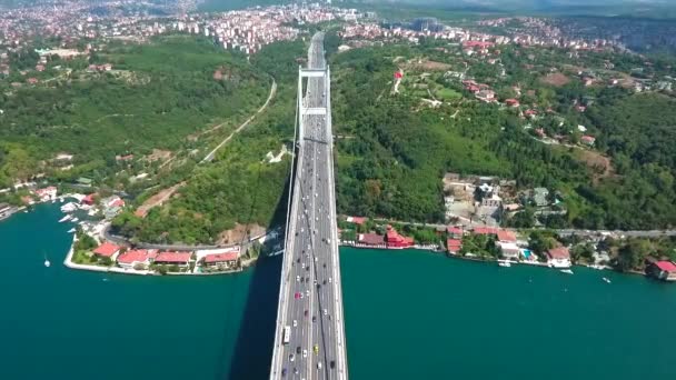 Luchtfoto Uitzicht Auto Weg Van Istanbul Bosporus Brug — Stockvideo