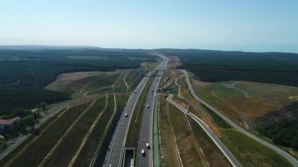 Coches Vista Aérea Carretera — Vídeos de Stock