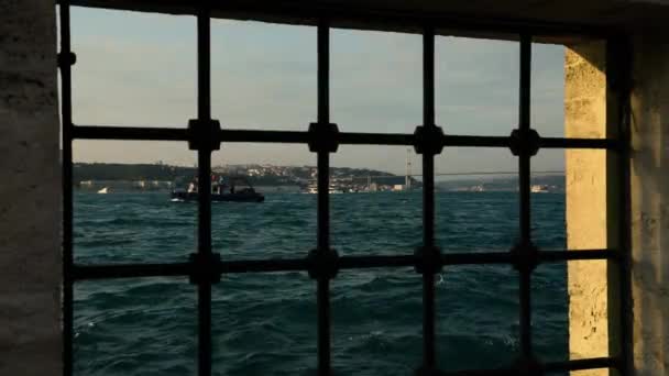 Перегляд Човен Відкритому Морі Туреччина Стамбул — стокове відео