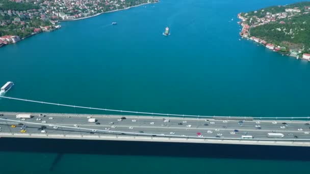 Luchtfoto Auto Road Traffic Istanbul Turkije — Stockvideo