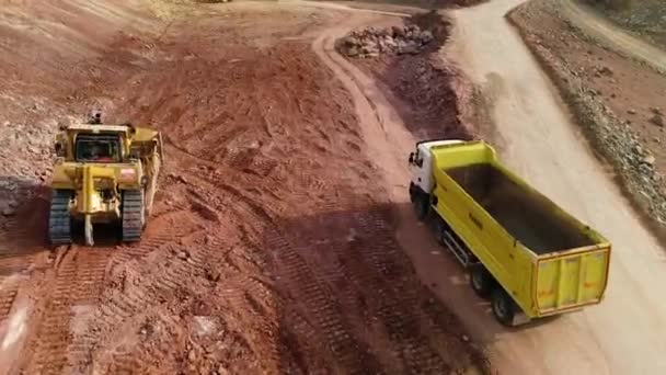 Dumper Trucks Excavator Avec Camion Chargement Sable Excavation Dans Les — Video