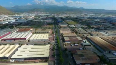 Endüstriyel fabrika üretim alanı. Havadan görünümü ağır sanayi bölgesi
