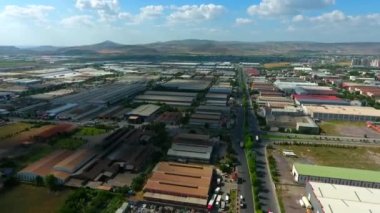 Endüstriyel fabrika üretim alanı. Havadan görünümü ağır sanayi bölgesi