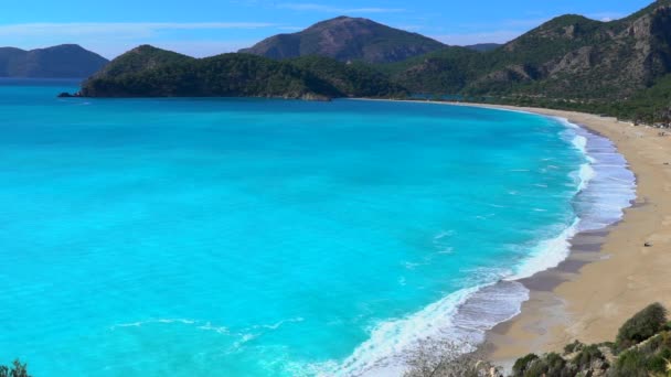Vackra Blå Havsvågor Och Skum Turkiet Mugla Fethiye Coast — Stockvideo