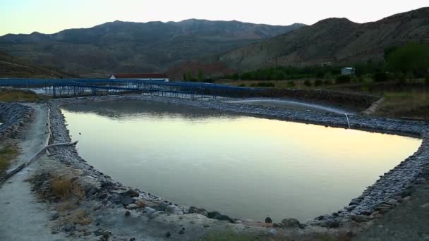 Lago Salado Naturaleza Del Agua Minería Sal Orgánica — Vídeos de Stock