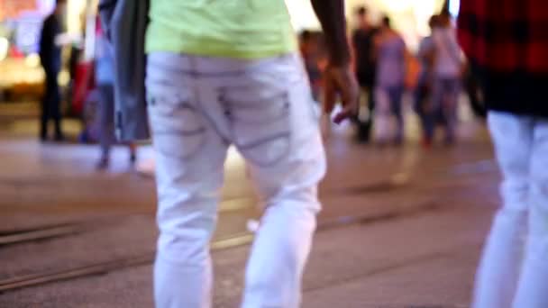 Людних Людей Вулиці Людним Містом Ногами Люди Які Йдуть Істікляль — стокове відео