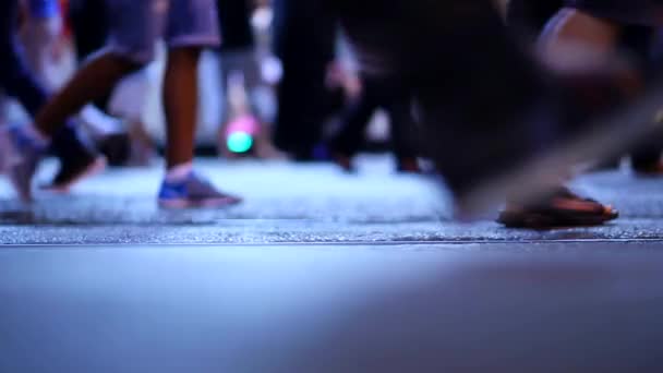 Crowded People Street Crowded City Feet — Stock Video