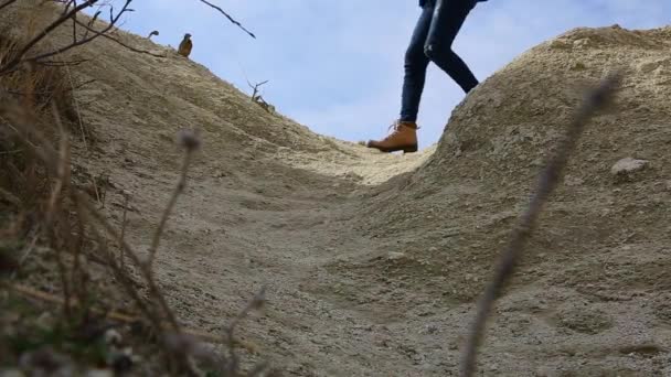 Jeune Femme Voyageuse Debout Regardant Cappadoce — Video